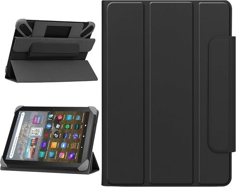 Universal Case for 7-8 inch Tablet with Foldable Stand Universal Tablet Case Protective Cover for 7"-8" Samsung Galaxy Tab/Lenovo/Huawei/PRITOM/Fire Tablet - Black in Saudi Arabia