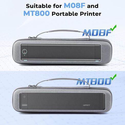 حقيبة حمل للسفر لتخزين الطابعة المحمولة من Odaro، متوافقة مع حرف M08F، M08F A4، طابعة حرارية MT800، مدمجة وخفيفة الوزن، مقاومة للماء والصدمات - رمادي in Kuwait