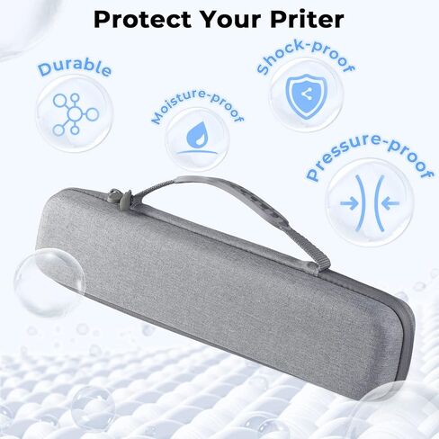 حقيبة حمل للسفر لتخزين الطابعة المحمولة من Odaro، متوافقة مع حرف M08F، M08F A4، طابعة حرارية MT800، مدمجة وخفيفة الوزن، مقاومة للماء والصدمات - رمادي in Kuwait