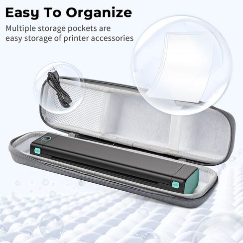 حقيبة حمل للسفر لتخزين الطابعة المحمولة من Odaro، متوافقة مع حرف M08F، M08F A4، طابعة حرارية MT800، مدمجة وخفيفة الوزن، مقاومة للماء والصدمات - رمادي in Kuwait