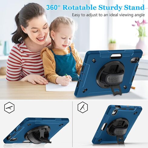 Case for iPad Mini 6 2021: Military Grade Shockproof TPU Protective Cover for Kids iPad Mini 6th Generation 8.3 Inch with Screen Protector- Stand + Handle + Shoulder Strap + Pencil Holder- Black in Kuwait