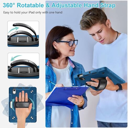 Case for iPad Mini 6 2021: Military Grade Shockproof TPU Protective Cover for Kids iPad Mini 6th Generation 8.3 Inch with Screen Protector- Stand + Handle + Shoulder Strap + Pencil Holder- Black in Kuwait