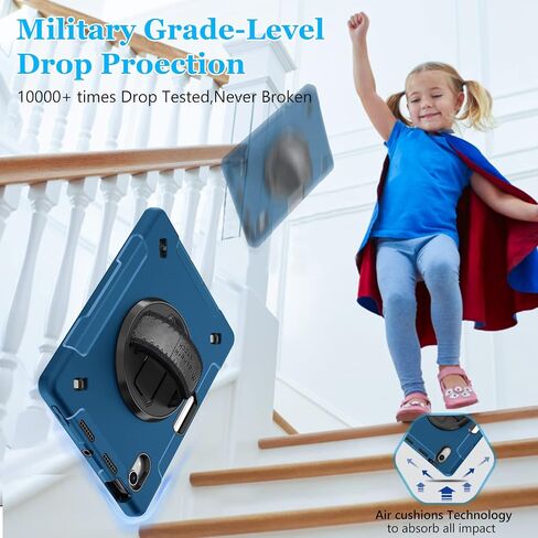 Case for iPad Mini 6 2021: Military Grade Shockproof TPU Protective Cover for Kids iPad Mini 6th Generation 8.3 Inch with Screen Protector- Stand + Handle + Shoulder Strap + Pencil Holder- Black in Kuwait