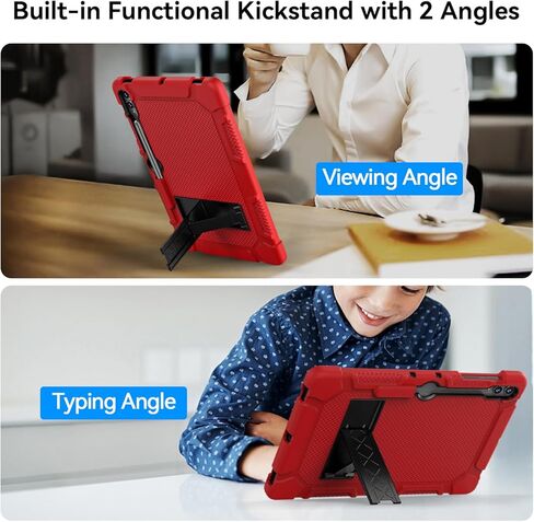 حافظة لهاتف سامسونج جالاكسي تاب S9 بلس 12.4 بوصة 2023 / جالاكسي تاب S9 FE بلس، حافظة واقية مضادة للصدمات لجهاز سامسونج تاب S9 بلس مع حامل قلم S ومسند عرض متعدد الزوايا (أسود) in Kuwait