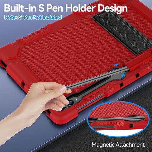 حافظة لهاتف سامسونج جالاكسي تاب S9 بلس 12.4 بوصة 2023 / جالاكسي تاب S9 FE بلس، حافظة واقية مضادة للصدمات لجهاز سامسونج تاب S9 بلس مع حامل قلم S ومسند عرض متعدد الزوايا (أسود) in Kuwait