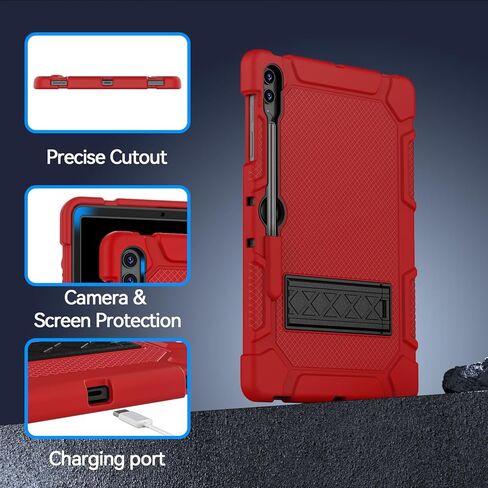 حافظة لهاتف سامسونج جالاكسي تاب S9 بلس 12.4 بوصة 2023 / جالاكسي تاب S9 FE بلس، حافظة واقية مضادة للصدمات لجهاز سامسونج تاب S9 بلس مع حامل قلم S ومسند عرض متعدد الزوايا (أسود) in Kuwait