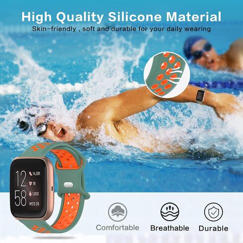 Geageaeus Bands Compatible with Fitbit Versa/Versa 2/ Versa Lite/Special Edition SmartWatch, Soft Silicone Sport Strap Replacement Wristband for Women Men in Saudi Arabia