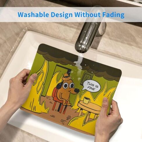 ThisFine This is fine Mouse Pad Dog with Stitched Edge, Waterproof Mousepad for Computer, Laptop, Office, Home7.9X9.5inch, One Size in Saudi Arabia