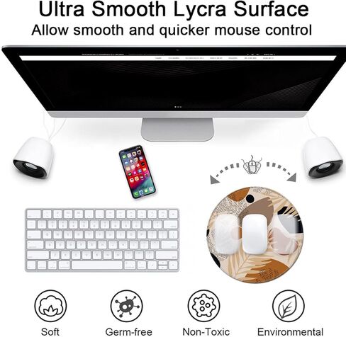 HOPONY Mouse Pad with Stitched Edge, Premium-Textured Mouse Mat, Non-Slip Rubber Base Mousepad for Laptop, Computer & PC,9.5×7.9 inches,Leaf Abstract in Kuwait