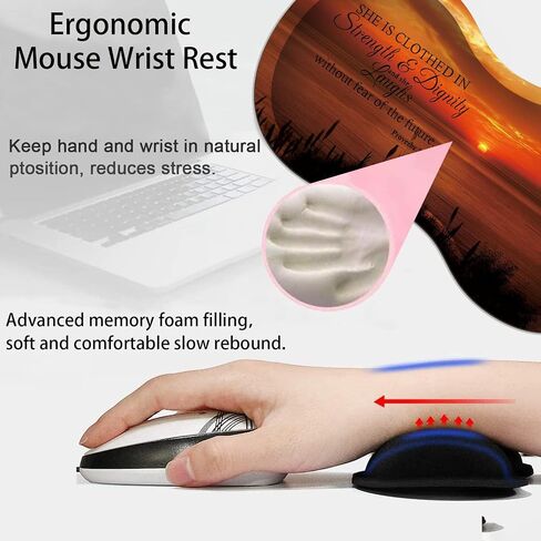 Desk Pad Gaming Mouse Pad + Wrist Rest Support Pad + Coaster, 31.5" × 11.8" Durable Non-Slip Extended Computer Mouse Pad, Suitable for Office and Home, Bible Verse Phil 4-13 in Saudi Arabia
