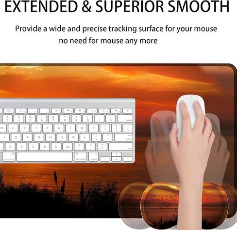 Desk Pad Gaming Mouse Pad + Wrist Rest Support Pad + Coaster, 31.5" × 11.8" Durable Non-Slip Extended Computer Mouse Pad, Suitable for Office and Home, Bible Verse Phil 4-13 in Saudi Arabia