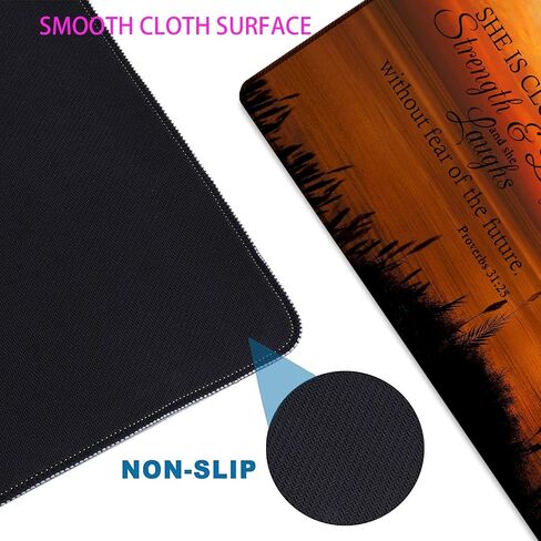Desk Pad Gaming Mouse Pad + Wrist Rest Support Pad + Coaster, 31.5" × 11.8" Durable Non-Slip Extended Computer Mouse Pad, Suitable for Office and Home, Bible Verse Phil 4-13 in Saudi Arabia