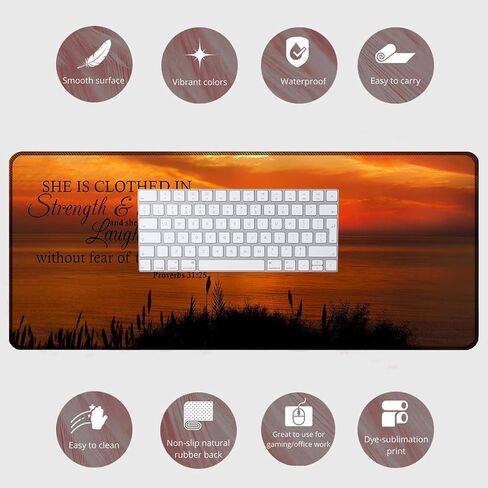 Desk Pad Gaming Mouse Pad + Wrist Rest Support Pad + Coaster, 31.5" × 11.8" Durable Non-Slip Extended Computer Mouse Pad, Suitable for Office and Home, Bible Verse Phil 4-13 in Saudi Arabia