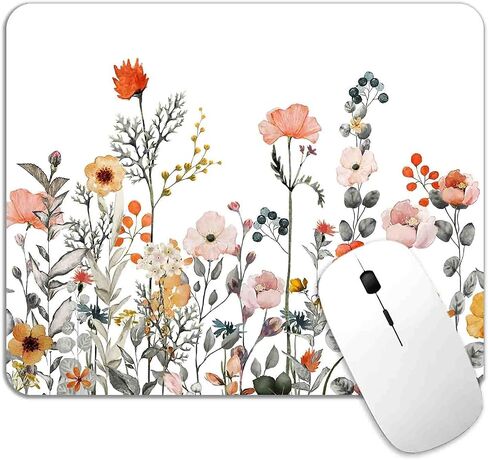 لوحة ماوس Garden Blooming Flowers، حصيرة ماوس على شكل زهور برية ملونة مع لوحة ماوس مطاطية مقاومة للماء ومضادة للانزلاق لأجهزة الكمبيوتر المكتبية وأجهزة الكمبيوتر، مقاس 9.5 × 7.9 بوصة in Saudi Arabia