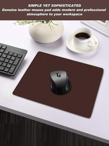 Mouse Pad, Genuine Leather Mouse Pad/Mat for Home or Office, Computer Mouse Pad for Wired/Wireless Bluetooth Mouse, Non-Slip Mousepad for Laptop/Computer/PC, 11 x 8 inches (Brown) in Saudi Arabia
