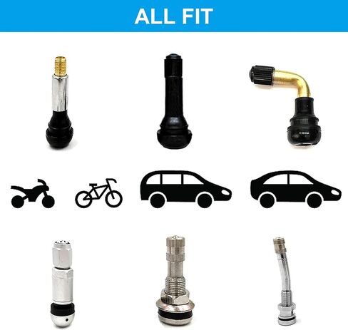 4PS ألومنيوم الإطارات صمام الجذعية قبعات غطاء عالمي صالح الإطارات الجذعية صمام قبعات للسيارات والشاحنات والدراجات النارية والدراجات 4 قطع صمام النوى (أسود) in Kuwait