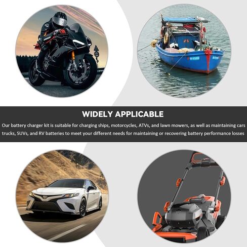 12V Battery Charger and Maintainer, Smart Charger Lead Acid Batteries with Clamps for Motorcycles, Trucks, Lawnmowers and Maintenance Charging for Cars, SUVs, RVs in Saudi Arabia
