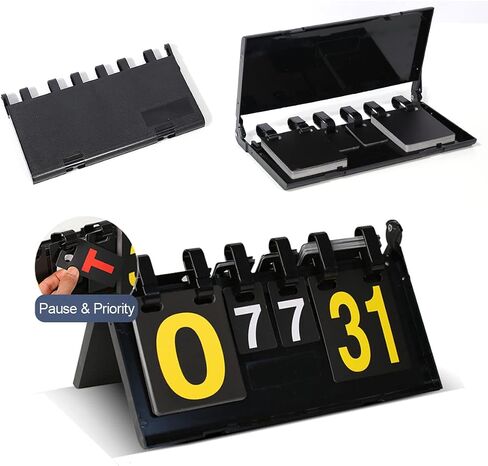 Portable Flip Scoreboard, Tabletop Score Keeper with 0-7 Rounds, Score Board for Volleyball Table Tennis Football Ping Pong Badminton Games, Scores 0-31 in Saudi Arabia