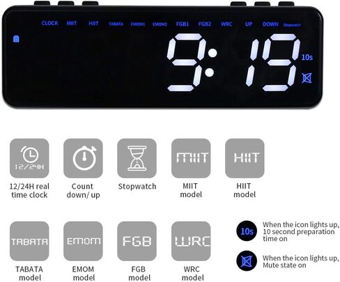 مؤقت ساعة رياضية محمول، مؤقت فاصل مغناطيسي، تطبيق بلوتوث للتحكم بالبطارية، ساعة لياقة بدنية للتمرين، العد التنازلي/أعلى/ساعة إيقاف، قابلة لإعادة الشحن عبر USB، لمدارس المرآب المنزلية (أخضر + أبيض) in Kuwait