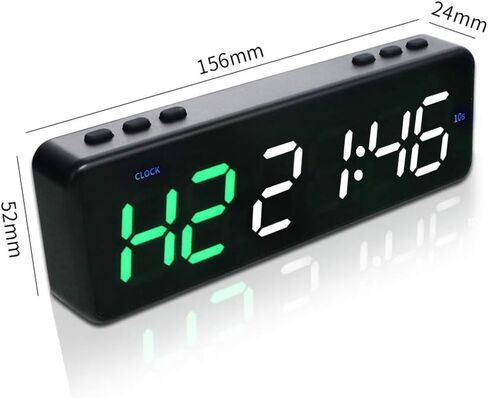 مؤقت ساعة رياضية محمول، مؤقت فاصل مغناطيسي، تطبيق بلوتوث للتحكم بالبطارية، ساعة لياقة بدنية للتمرين، العد التنازلي/أعلى/ساعة إيقاف، قابلة لإعادة الشحن عبر USB، لمدارس المرآب المنزلية (أخضر + أبيض) in Kuwait