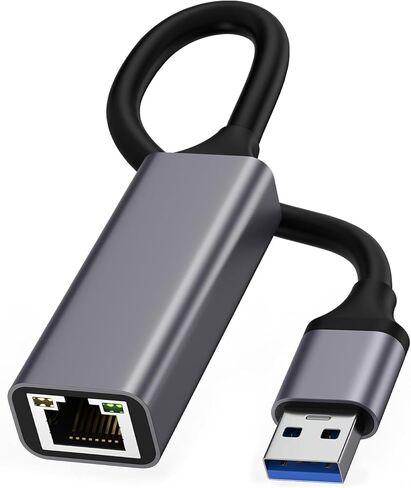 محول USB إلى إيثرنت، محول شبكة USB 3.0 إلى 10/100/1000 ميجابت في الثانية جيجابت إيثرنت LAN، محول إنترنت سلكي RJ45 لأجهزة الكمبيوتر المحمول PC TV Box متوافق مع MacBook Chromebook Surface Windows MacOS Linux in Kuwait