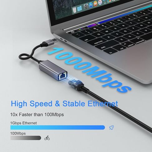 محول USB إلى إيثرنت، محول شبكة USB 3.0 إلى 10/100/1000 ميجابت في الثانية جيجابت إيثرنت LAN، محول إنترنت سلكي RJ45 لأجهزة الكمبيوتر المحمول PC TV Box متوافق مع MacBook Chromebook Surface Windows MacOS Linux in Kuwait