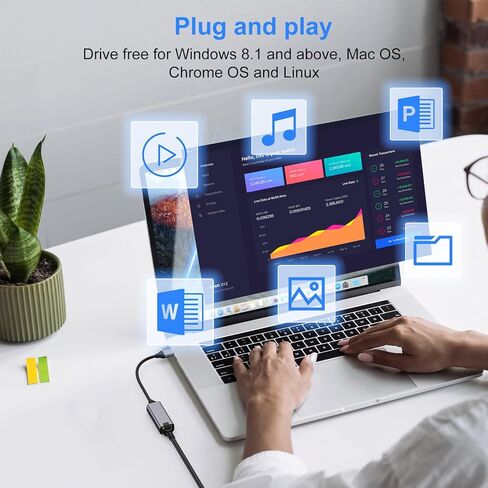 محول USB إلى إيثرنت، محول شبكة USB 3.0 إلى 10/100/1000 ميجابت في الثانية جيجابت إيثرنت LAN، محول إنترنت سلكي RJ45 لأجهزة الكمبيوتر المحمول PC TV Box متوافق مع MacBook Chromebook Surface Windows MacOS Linux in Kuwait