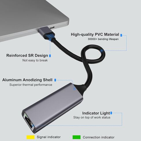 محول USB إلى إيثرنت، محول شبكة USB 3.0 إلى 10/100/1000 ميجابت في الثانية جيجابت إيثرنت LAN، محول إنترنت سلكي RJ45 لأجهزة الكمبيوتر المحمول PC TV Box متوافق مع MacBook Chromebook Surface Windows MacOS Linux in Kuwait