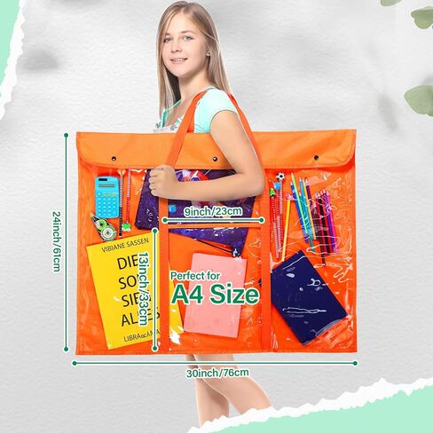 6 قطع مقاس 30 × 24 بوصة حقيبة تخزين فنية للأطفال، حقيبة تخزين فنية كبيرة، حقيبة حمل للجيب، حقيبة حمل للأعمال الفنية الورقية، مكتب العمل الفني في الفصول الدراسية in Kuwait