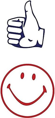 ACCUSTAMP Dual Message pre-Inked Round Stamp, Smiley face/Thumbs-up, 0.63" Dia, red/Blue in Saudi Arabia