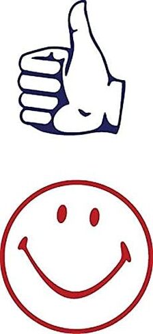 ACCUSTAMP Dual Message pre-Inked Round Stamp, Smiley face/Thumbs-up, 0.63" Dia, red/Blue in Saudi Arabia