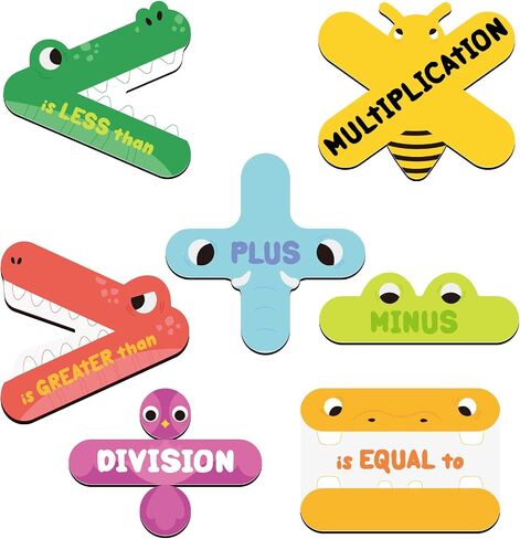 7 Pcs Math Sign Magnetic Teacher Tools Greater Than and Less Than, Plus, Minus, Equal To, Multiplication, Division Teacher Magnets Animal Math Magnets for Classroom Help Kids Learn and Understand Math in Saudi Arabia