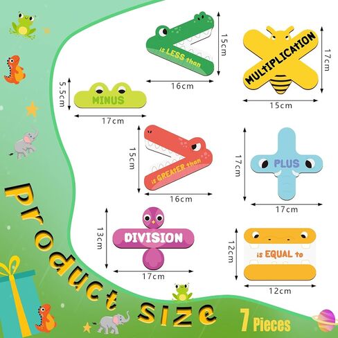 7 Pcs Math Sign Magnetic Teacher Tools Greater Than and Less Than, Plus, Minus, Equal To, Multiplication, Division Teacher Magnets Animal Math Magnets for Classroom Help Kids Learn and Understand Math in Saudi Arabia