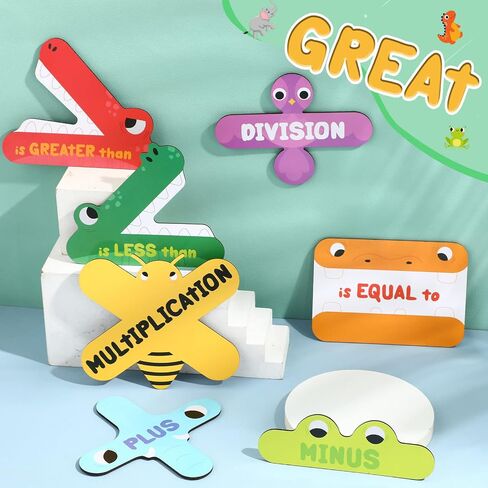 7 Pcs Math Sign Magnetic Teacher Tools Greater Than and Less Than, Plus, Minus, Equal To, Multiplication, Division Teacher Magnets Animal Math Magnets for Classroom Help Kids Learn and Understand Math in Saudi Arabia