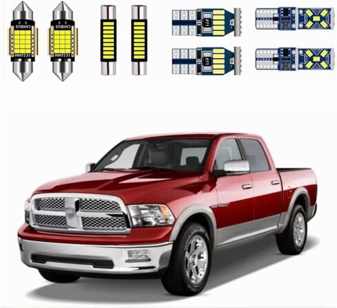 مجموعة مصابيح LED داخلية فائقة السطوع مكونة من 13 قطعة من Canbus، بديلة لمصابيح LED لـ 2009-2018 Dodge Ram 6000K + أضواء لوحة الترخيص + أداة تثبيت in Kuwait
