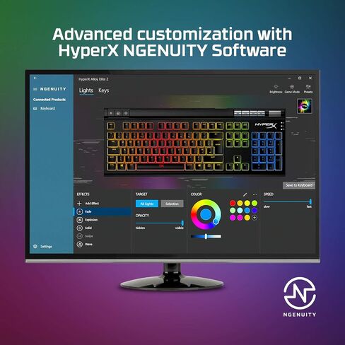 HyperX Alloy Elite 2 Mechanical Gaming Keyboard Red Switch RGB LED Backlit Customize Full Size 100% Anti-Ghosting 80 Million Keystrokes for PC PS4 PS5 Xbox Series X|S Xbox One (Renewed) in Saudi Arabia