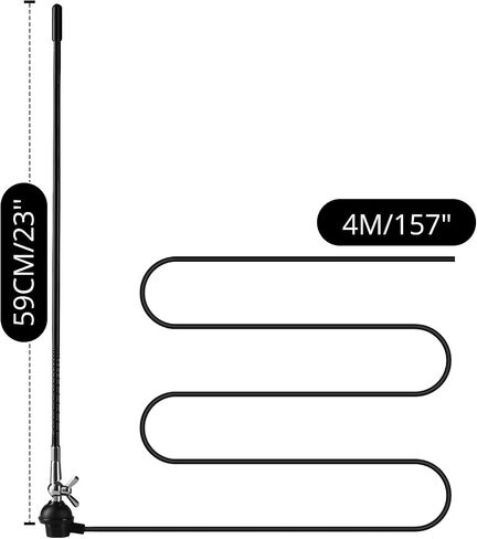 Radioddity CB-514 CB Antenna 23 inch High Gain Whip Antenna 27 Mhz with Adjustable Angle,157 inch Cable for CB Radios in Saudi Arabia
