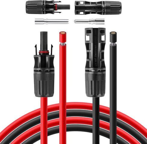 6 Feet 10AWG Solar Extension Cable with Female and Male Connector with Extra Free Pair of Connectors Solar Panel Adaptor Kit Tool (6FT Red + 6FT Black)… in Saudi Arabia