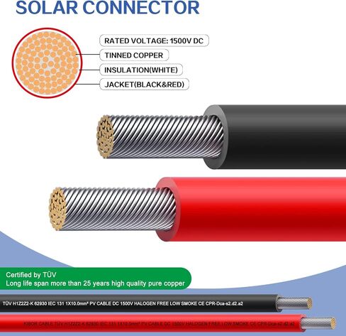 6 Feet 10AWG Solar Extension Cable with Female and Male Connector with Extra Free Pair of Connectors Solar Panel Adaptor Kit Tool (6FT Red + 6FT Black)… in Saudi Arabia