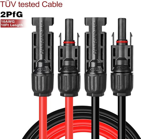 6 Feet 10AWG Solar Extension Cable with Female and Male Connector with Extra Free Pair of Connectors Solar Panel Adaptor Kit Tool (6FT Red + 6FT Black)… in Saudi Arabia