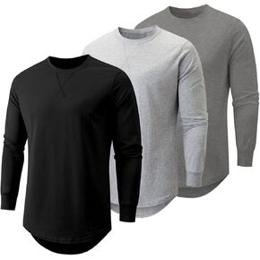تي شيرت JMIERR رجالي مكون من 3 قطع من القطن Hipster Hip Hop Longline Crewneck، تي شيرت رياضي بأكمام قصيرة للتمرين في صالة الألعاب الرياضية للرجال، مقاس 3XL، أسود/رمادي داكن/أحمر in Saudi Arabia