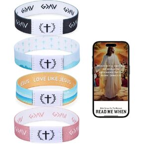 Daily Bible Verse Bracelets,Wearable Bible Verse Bracelet with NFC Music,Waterproof Smart Bracelets,Daily Obtain Via Smartphone,Christian Gifts for Men Women Teens