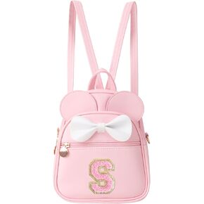Initial Bowknot Mini Backpacks Birthday Gift For Girls 2-10 Year Old, Cute Little Girl Purse Mouse Ear Crossbody Bag,Small Toddler Daypacks Wallet ,Personalized Trendy Stuff Gift for Kids Teen(Pink,S) in Saudi Arabia