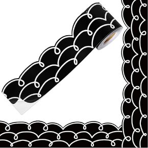 66Ft Boho Squiggles Bulletin Board Border Black White Self Adhesive Border Trim Stickers Roll for School Classroom Office Chalkboard Decor in Kuwait