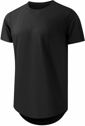 تي شيرت JMIERR رجالي مكون من 3 قطع من القطن Hipster Hip Hop Longline Crewneck، تي شيرت رياضي بأكمام قصيرة للتمرين في صالة الألعاب الرياضية للرجال، مقاس 3XL، أسود/رمادي داكن/أحمر in Saudi Arabia
