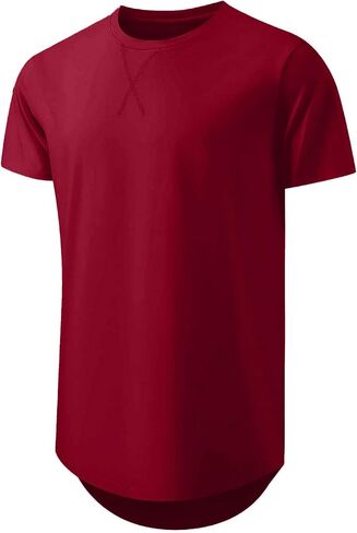 تي شيرت JMIERR رجالي مكون من 3 قطع من القطن Hipster Hip Hop Longline Crewneck، تي شيرت رياضي بأكمام قصيرة للتمرين في صالة الألعاب الرياضية للرجال، مقاس 3XL، أسود/رمادي داكن/أحمر in Saudi Arabia