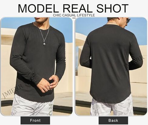 JMIERR Men's 3 Pack Cotton Hipster Hip Hop Longline Crewneck T-Shirt, Short Sleeve Gym Workout Athletic T Shirts for Men Pack,3XL, Black/Dark Grey/Red in Saudi Arabia