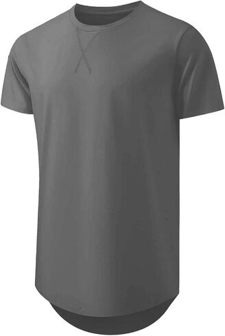 تي شيرت JMIERR رجالي مكون من 3 قطع من القطن Hipster Hip Hop Longline Crewneck، تي شيرت رياضي بأكمام قصيرة للتمرين في صالة الألعاب الرياضية للرجال، مقاس 3XL، أسود/رمادي داكن/أحمر in Saudi Arabia