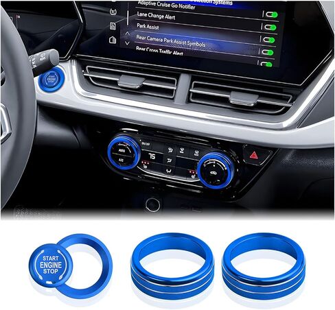 for Chevy Trax Accessories 2024-2025, for Chevrolet Trailblazer Accessories 2020-2025, 4pcs Aluminum Alloy Knob Covers Trim Set - Push Start & Air Conditioning (Red) in Kuwait