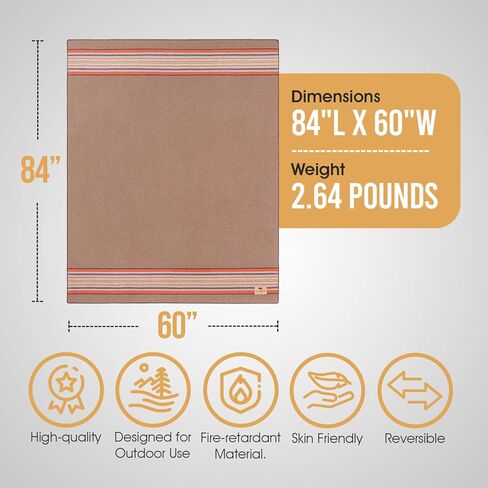 Chubbuck 100% Wool Blanket Camping (60" x 84") - Soft Wool Blanket for Winter - Large Wool Blanket for Camping - Pure Wool Blankets for Cold Weather - Wool Fire Retardant Blanket - Forest in Saudi Arabia